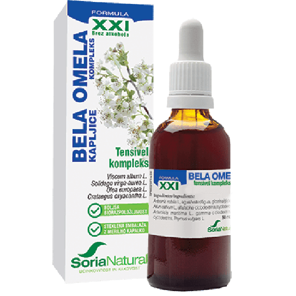 Bela omela kompleks, kapljice brez alkohola, Soria Natural, 50ml