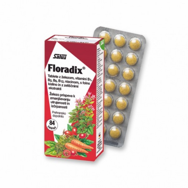 Floradix, tablete z železom ter ostalimi minerali in vitamini, 84 tablet