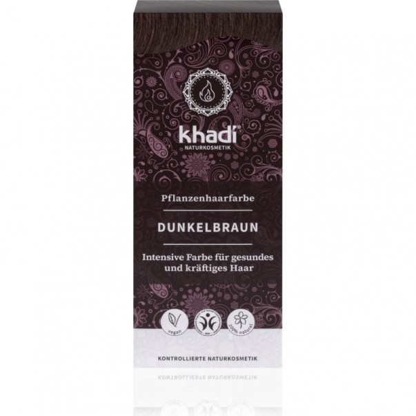 Rastlinska barva za lase temno rjava, Khadi, 100g