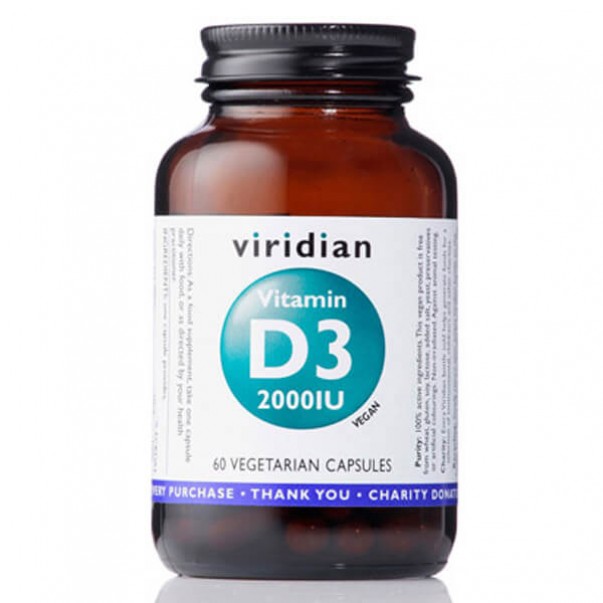 Vitamin D3, 2000iu, Viridian, 60 kapsul